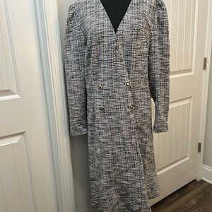 C EST 1946 Black White Tweed Midi Dress Double Breasted Women’s Plus 18W